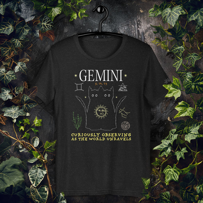gemini zodiac sign t-shirt, cat t-shirt