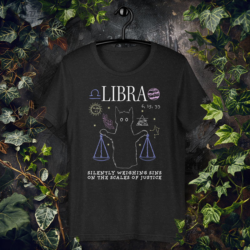libra astrology zodiac sign t-shirt, cat t-shirt