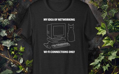 ‘My Idea of Networking: Wi-Fi Connections Only’ Unisex Cat T-Shirt