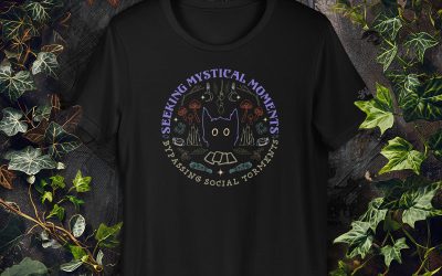 ‘Seeking Mystical Moments Bypassing Social Torments’ Unisex Cat T-Shirt