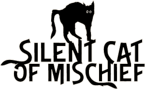 Silent Cat of Mischief Logo black and white outlines