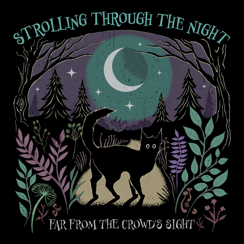 Strolling through the night, far from the crowd's sight.