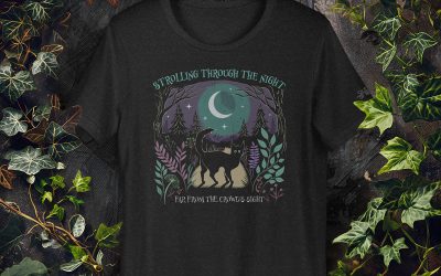 ‘Strolling Through the Night – Far from the Crowd’s Sight’ Unisex Cat T-Shirt