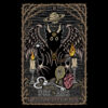 Illustration of a horned black cat as The Devil tarot card, with wings, chains, candles, and the phrase “Believe it or not, you’re always right” printed on a t-shirt