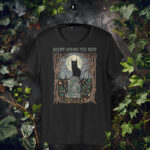 Silent Among The Rest – Black Cat in Autumn Graveyard T-shirt