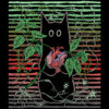 A stylized illustration of a cat holding a heart as nettle grows from it, branching into organic networks resembling roots, nervous system pathways, and skeletal fragments.
