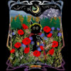 Moonlit Wildflowers Cat Illustration